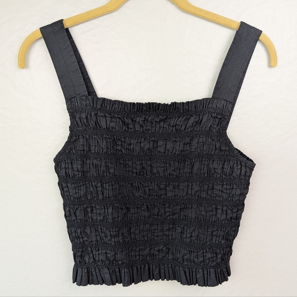 Everlane Black Smocked Tank Top - Picture 1 of 6